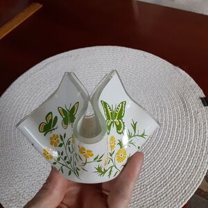 Paragon for Partylite fused glass handkerchief butterfly design votive h…